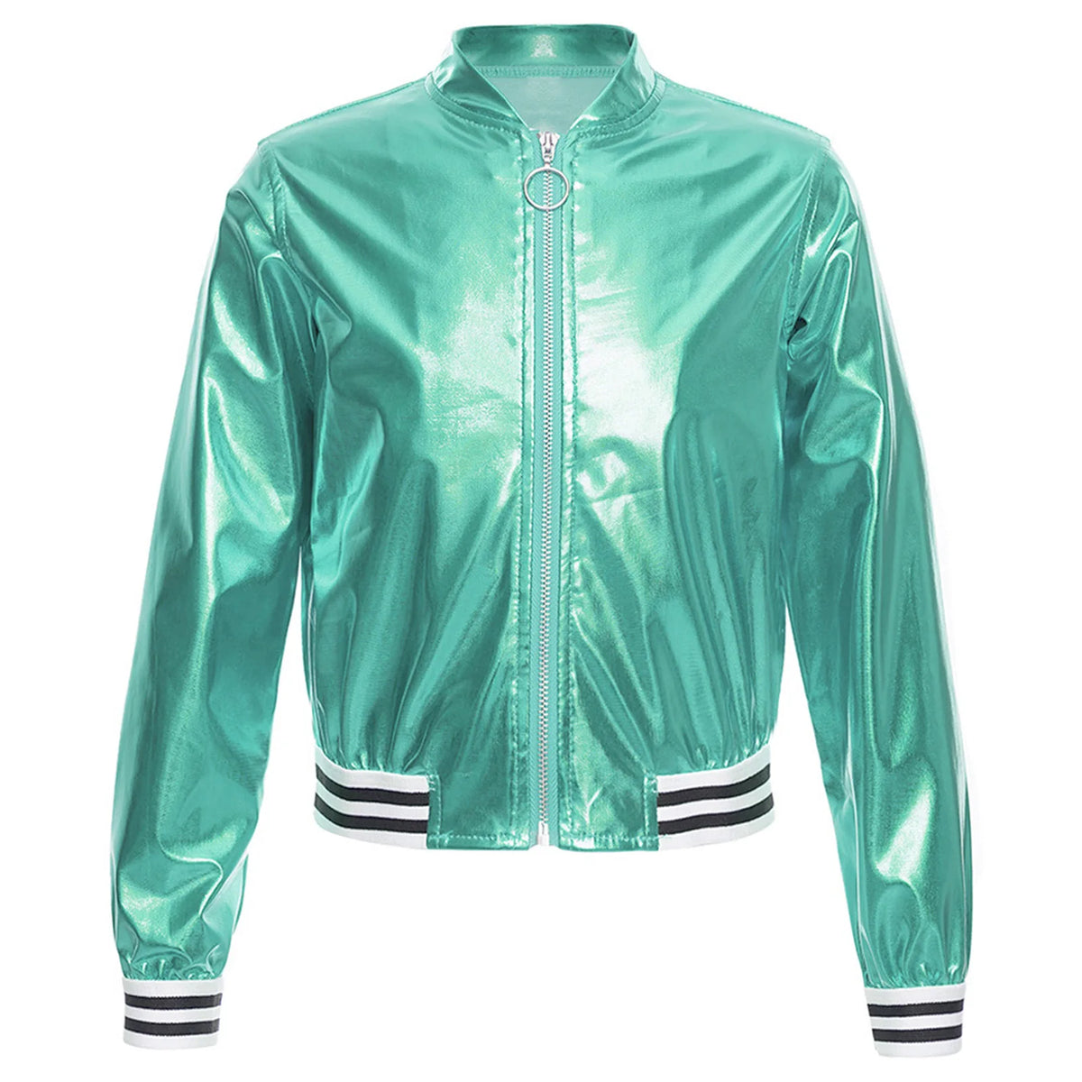 Ensemble Danse Fille Hip Hop | Veste Bomber Métallique & Pantalon | Costume Scène Carnaval Jazz