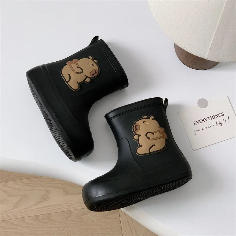 Kids Rain Boots Cartoon Waterproof Rubber Shoes Anti-slip Outdoor Rain Footwear for Boys Girls Ages 3-12