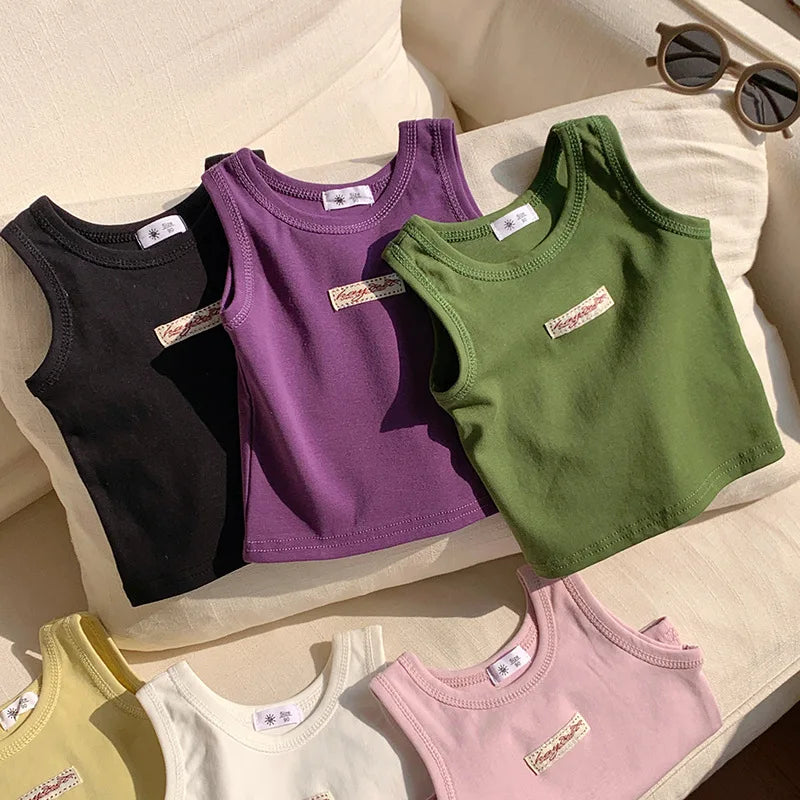 Fashion Children T-shirt For Girls Boys Cotton Vest Tops Kids Summer Clothes Sleeveless T-shirt