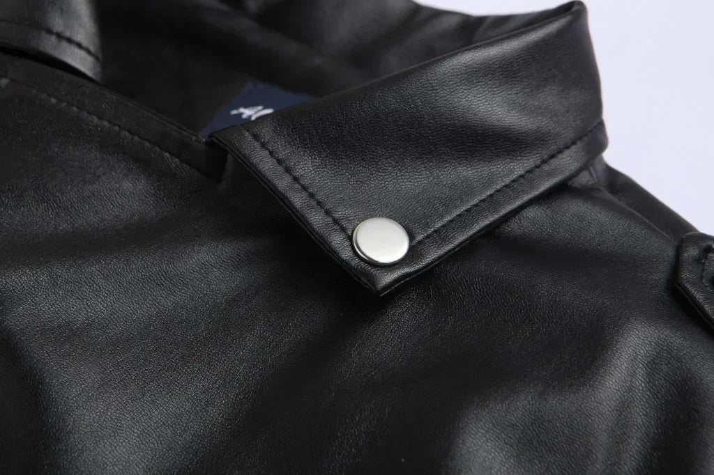 Men's PU Leather Jacket Motorcycle Fashion Slim Fit Leather Coat