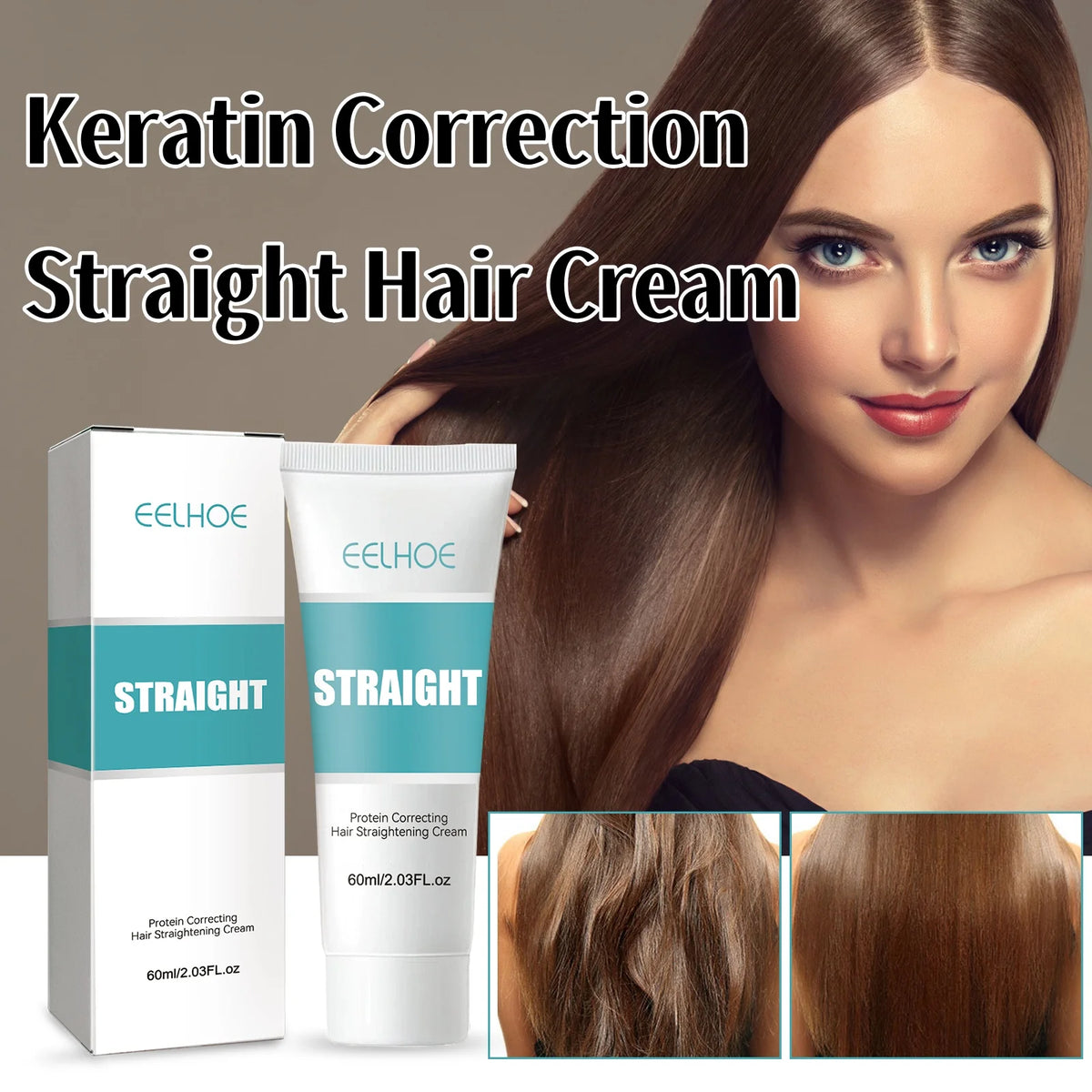 Keratin Correction Straight Hair Cream Repair Damaged Hair Improve Hair Quality Soften Hair Prevent Dry Frizzy Hair Care Product