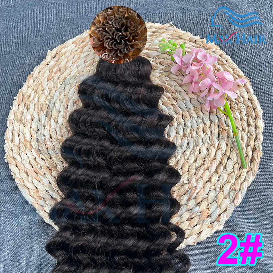 Keratin U-Tip Deep Wave Human Hair Extensions 18-30 Inch Remy Hair Extensions High Quality Remy Human Hair Salon Extensions