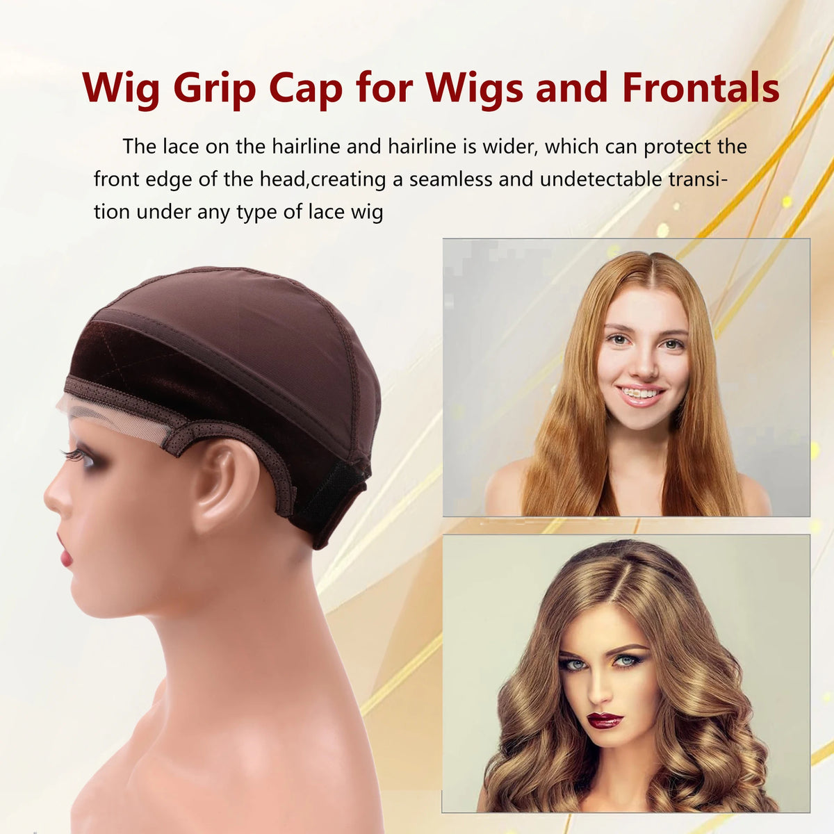 1pcs Wig Caps Ultra Soft & Breathable & Stretchable, Wig Cap with Grip Band That Is Anti-Slip & Features Adjustable Closure