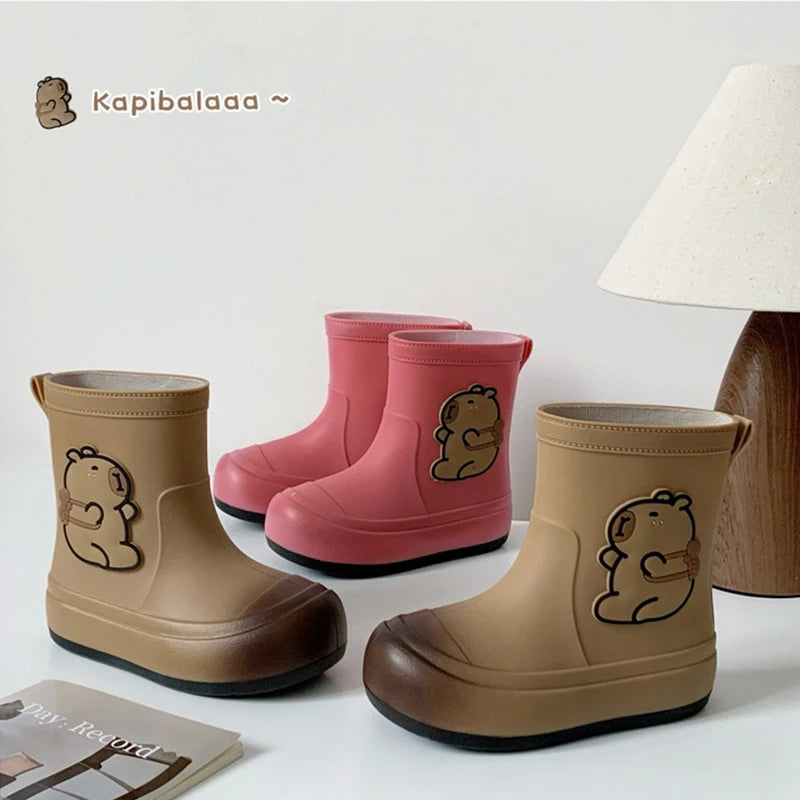 Kids Rain Boots Cartoon Waterproof Rubber Shoes Anti-slip Outdoor Rain Footwear for Boys Girls Ages 3-12