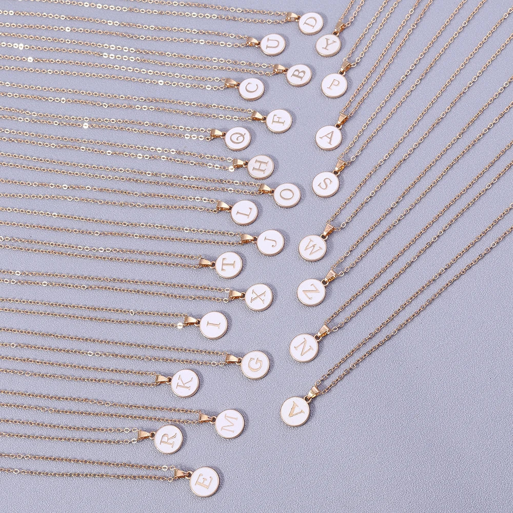 Collier Pendentif Initiales Femme | 26 Lettres A-Z Émail | Bijou Tendance Cadeau Anniversaire Fille