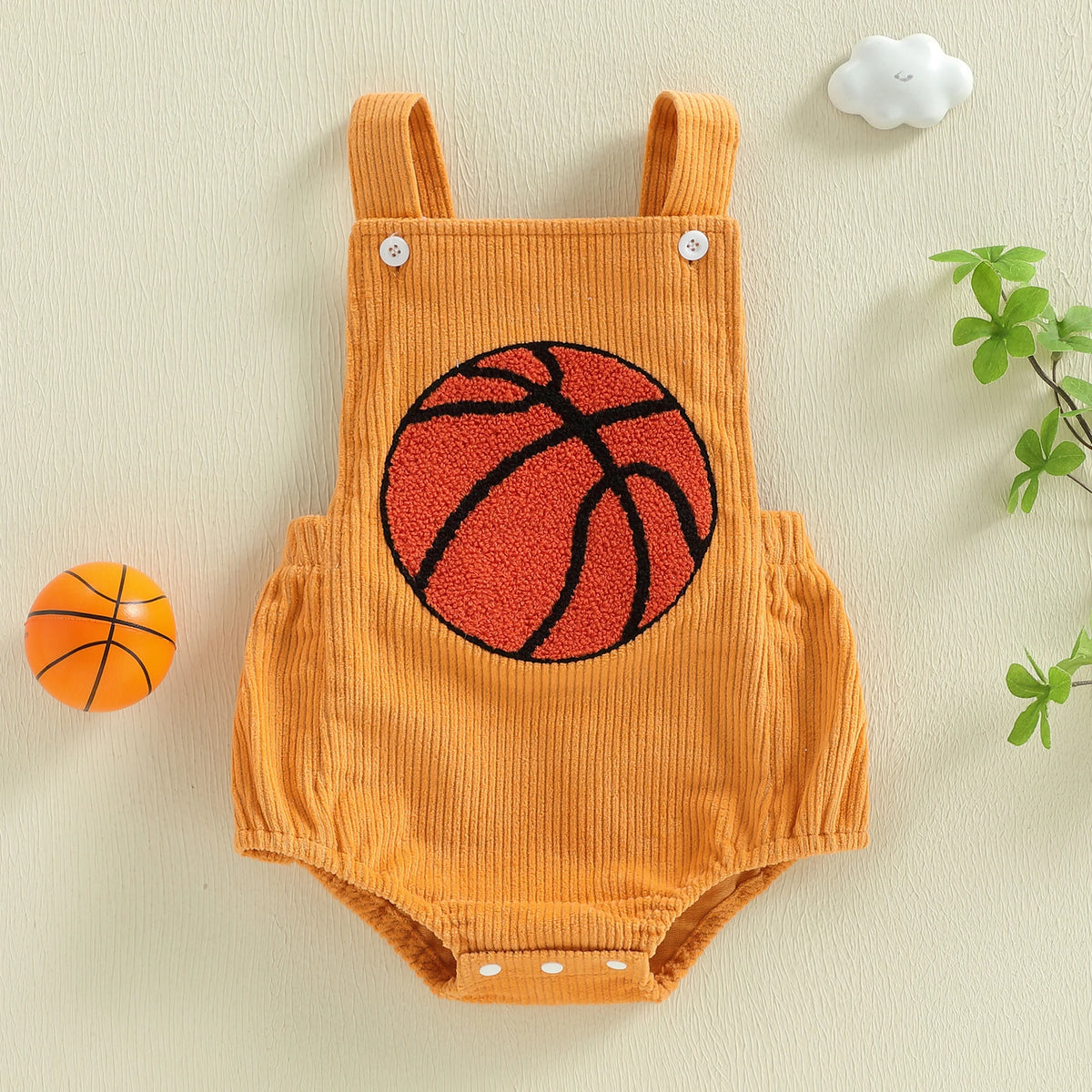 Summer Infant Baby Boy Bodysuit Sleeveless Cute Basketball Embroidery Bubble Jumpsuit Clothes