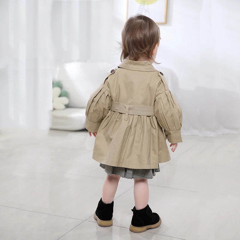 Fashion Baby Coat with Belt Cotton Autumn Spring Baby Girl Clothes Solid Color Infant Jacket Baby Girl Coat 2 Colors
