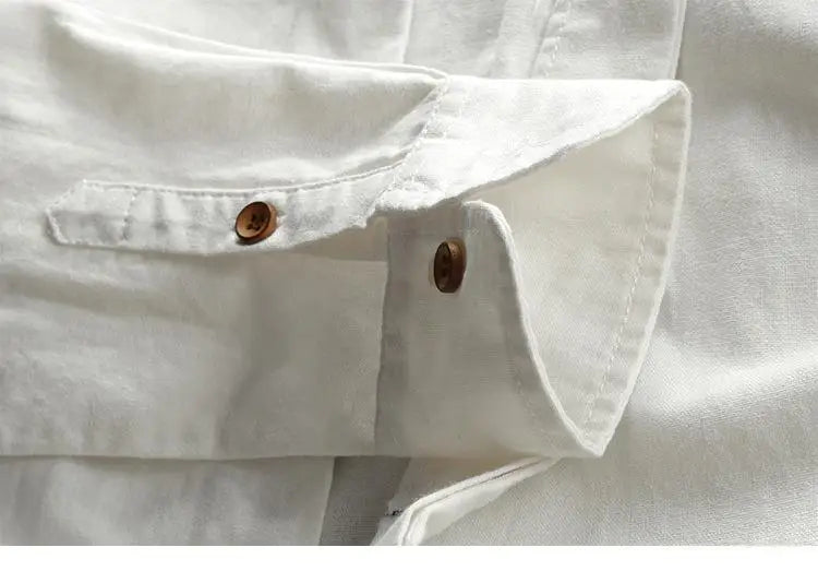 Chemise ample en coton et lin pour homme | Manches longues | M à 7XL