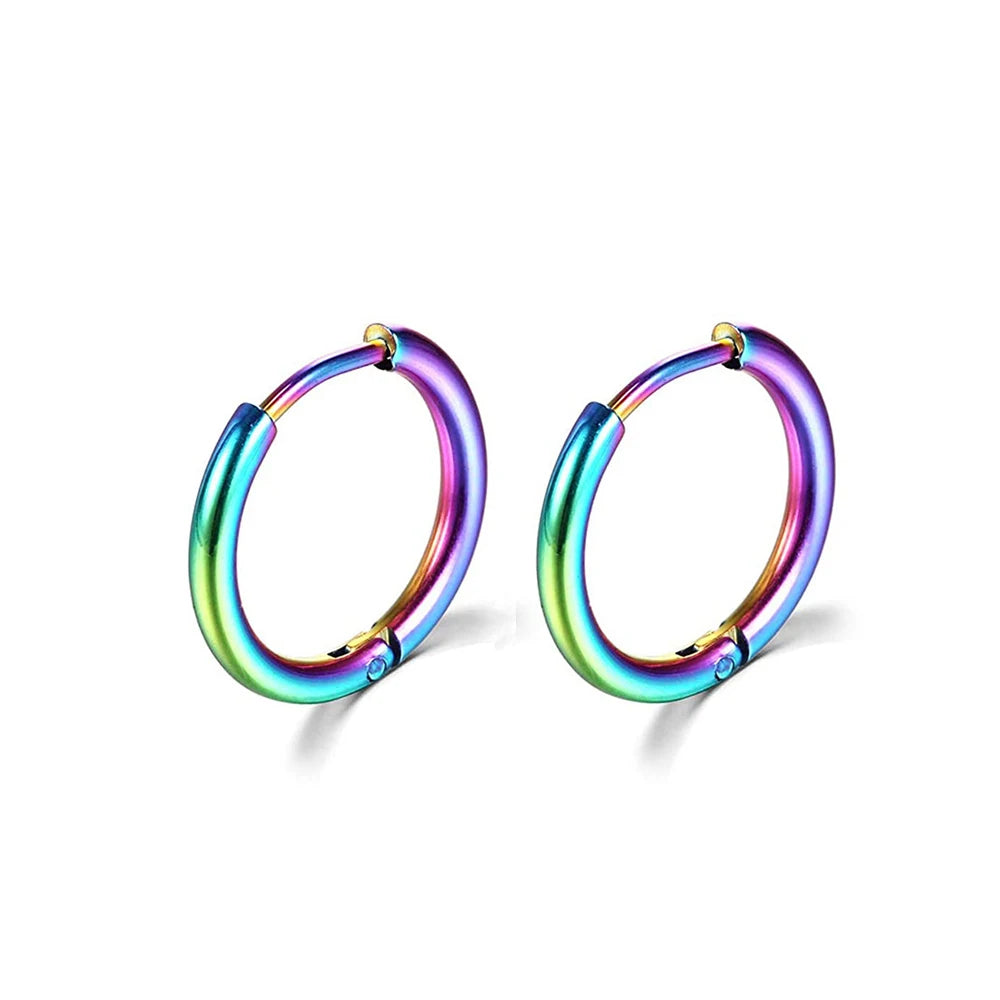 Boucles d'Oreilles Créoles Acier Inoxydable | Petites Couleur Or | Femme Homme Fille | Piercing Cartilage | Bijou Mode