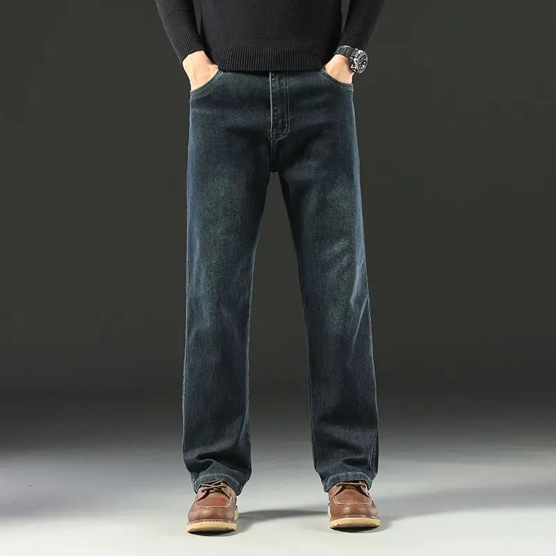 Jean droit ample en denim pour homme | Taille mi-haute