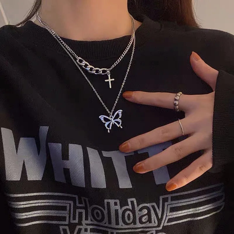 Collier Vintage Multicouche Femme | Chaîne Pendentif | Bijou Esthétique Tendance | Cadeau Mode