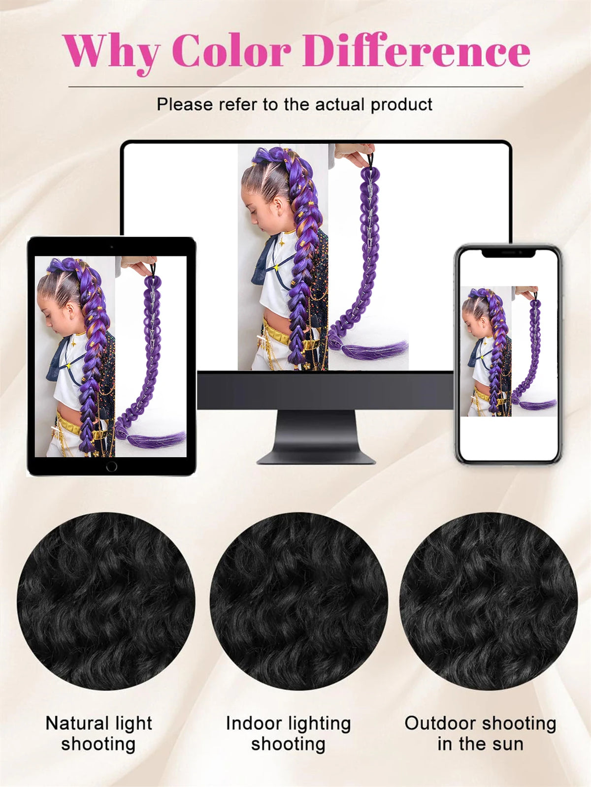 Queue de Cheval Tressée Violette | 32 Pouces | Tinsel Brillant | Extensions Super | Cosplay & Noël | Enfants & Filles