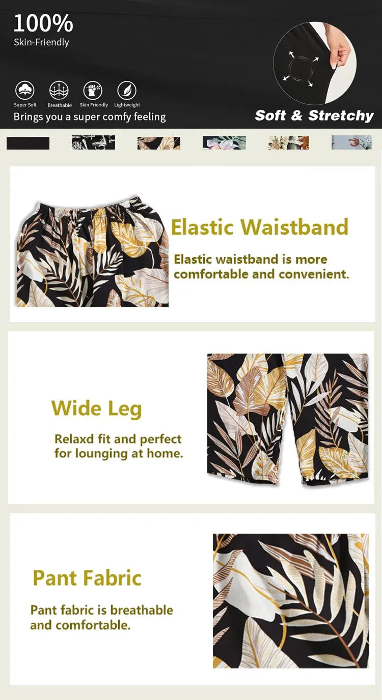 Women's Casual Loose Wide Leg Cozy Pants Sweatpants Summer Beach Pants High Stretch Elastic Waistband