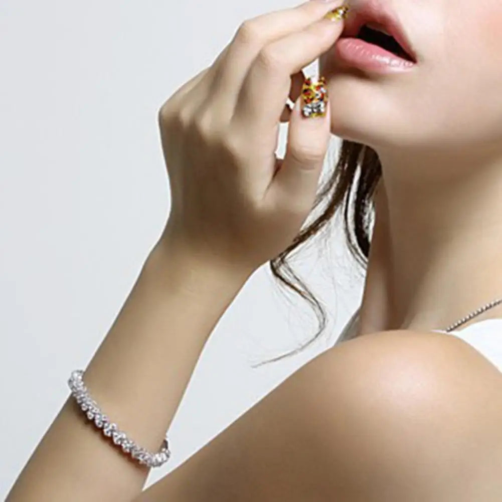 Elegant Bracelet for Women, Chain Cubic Zirconia Rhinestone Shiny Inlaid Bangle Bracelet Gifts