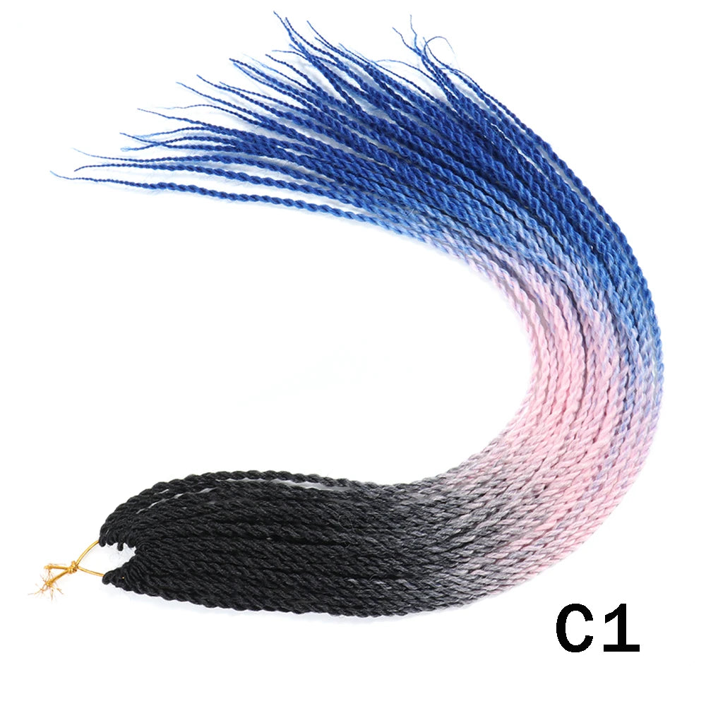 Tresses Senegalese Twist Crochet Synthétiques 24 Pouces | Brun | 30 Racines | Extensions Femme