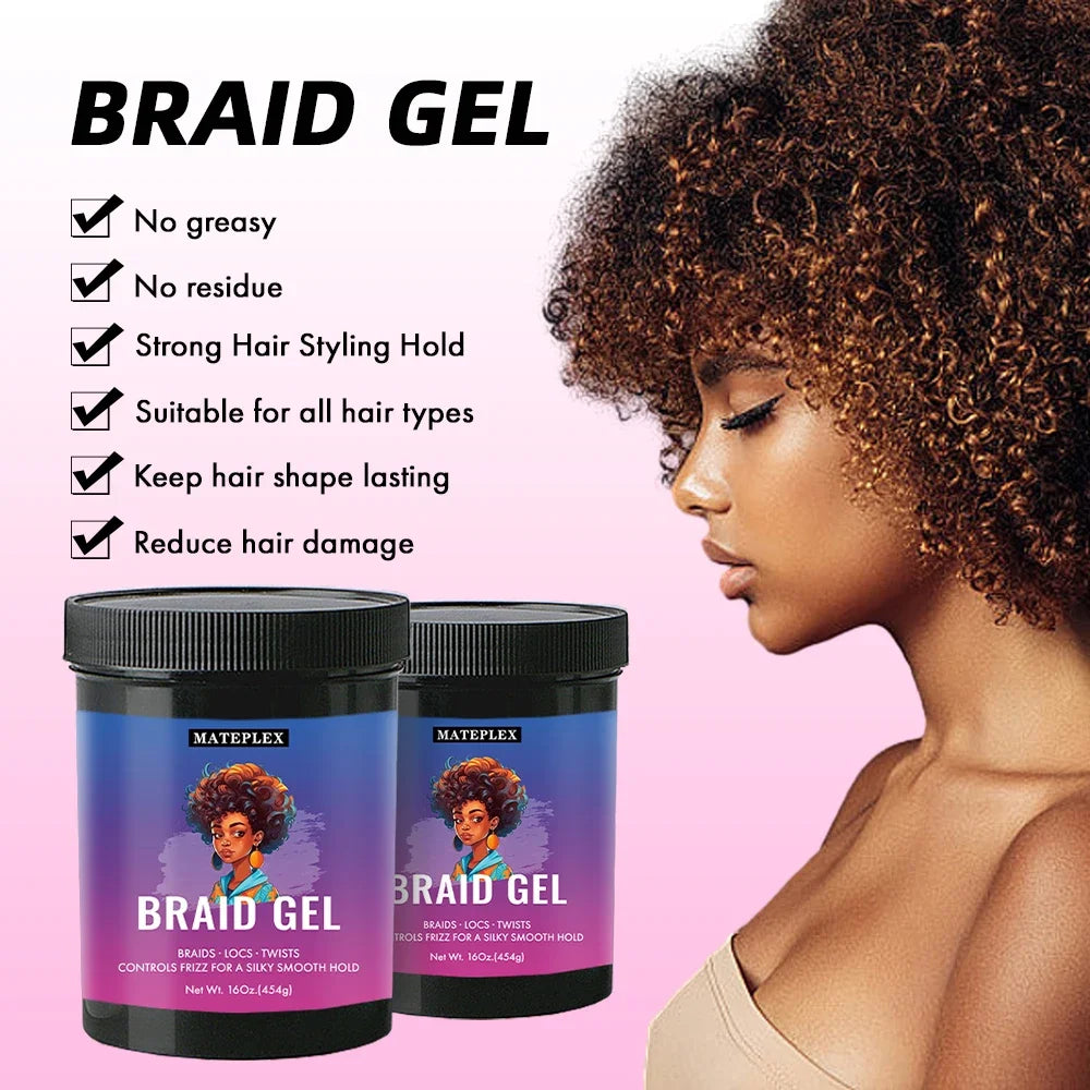 Braid Gel for Perfectly Styled Braids Twists Long Lasting Hair Braiding Gel Styling Control Smooth Non-Flaking Twist Styling Wax