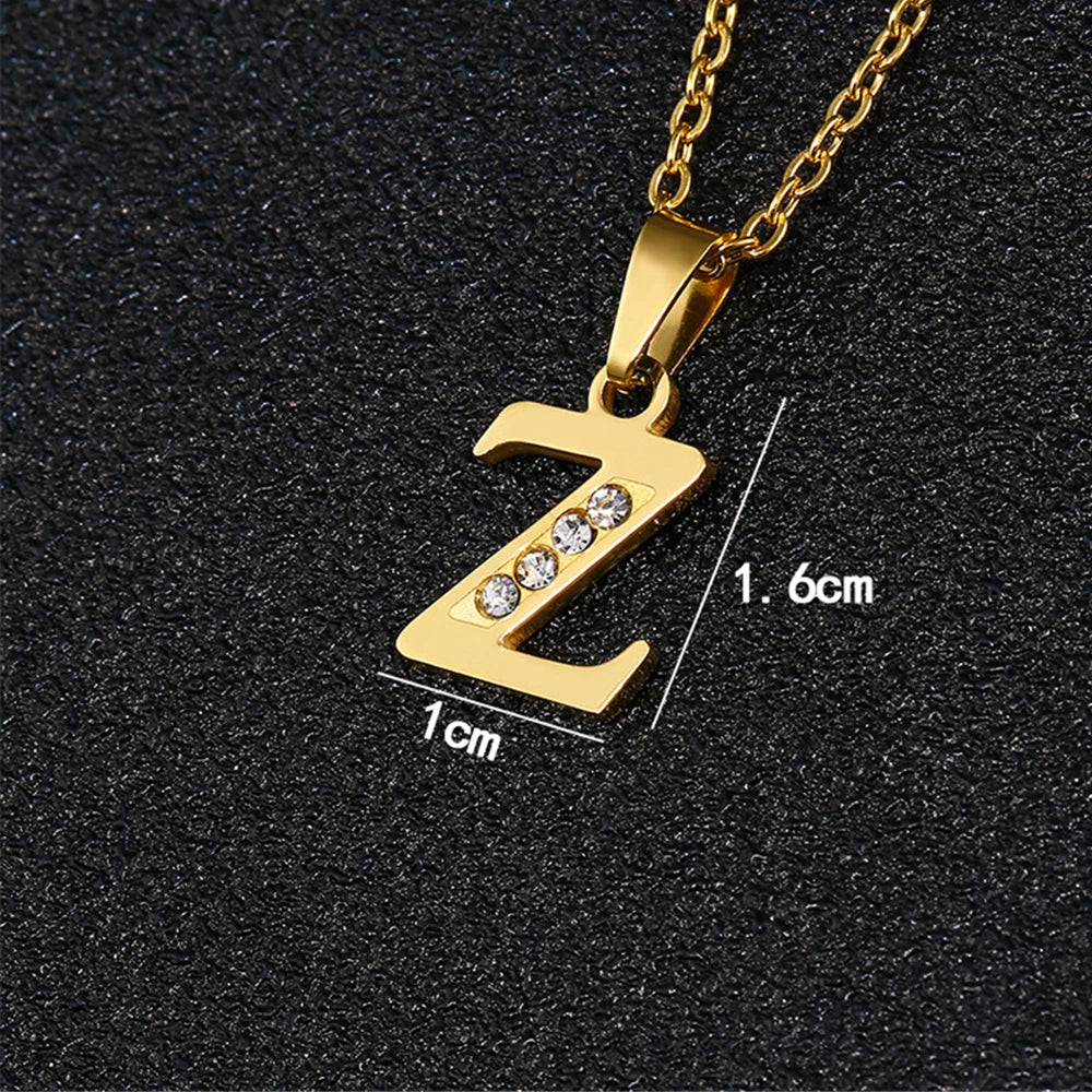 Initial A-Z Letter Name Pendant Necklace Gold Color Stainless Steel Small Alphabet Necklace For Women Jewelry Birthday Gift