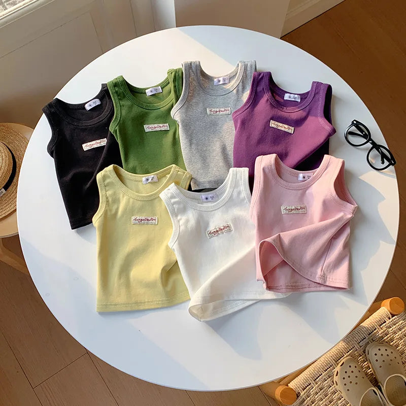 Fashion Children T-shirt For Girls Boys Cotton Vest Tops Kids Summer Clothes Sleeveless T-shirt