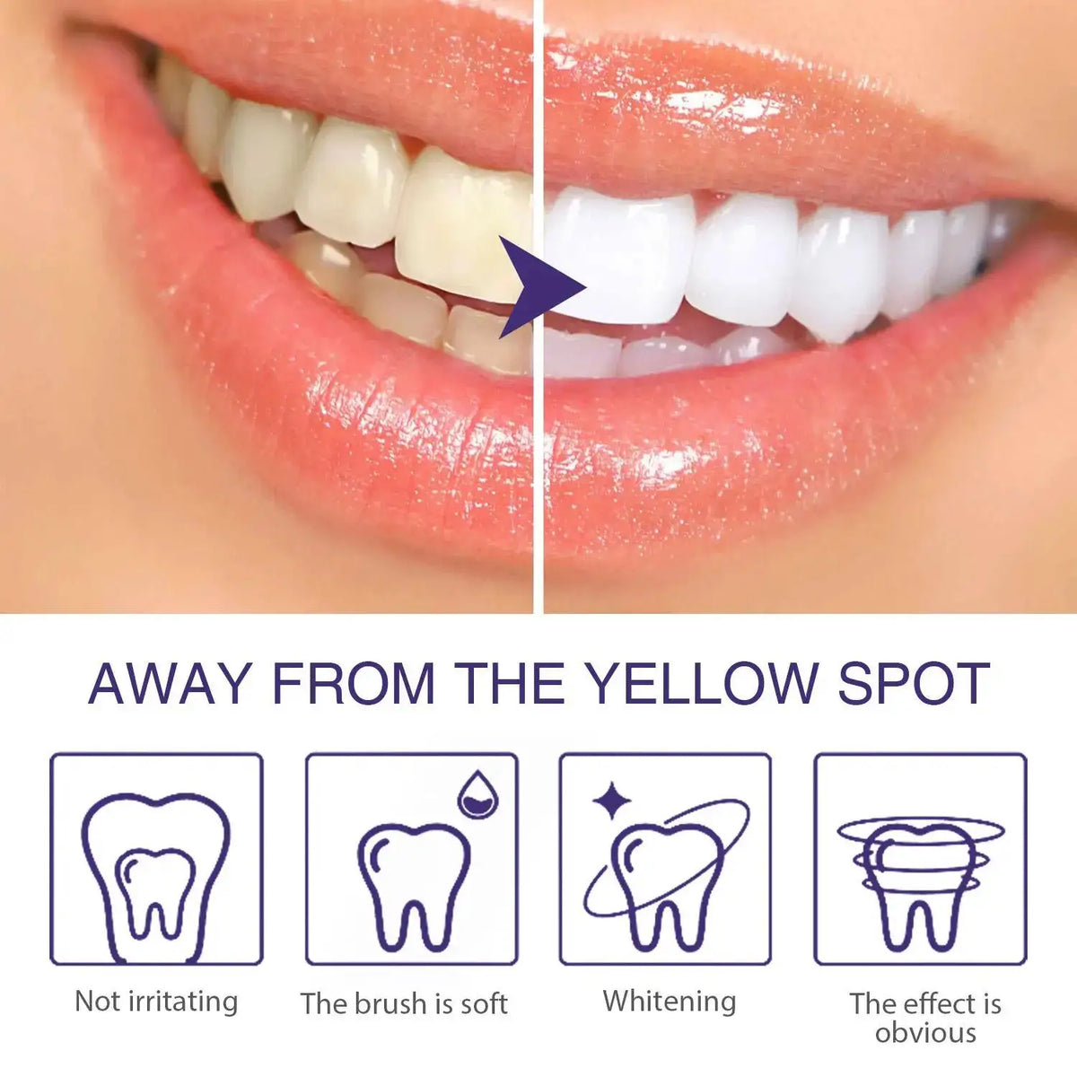 Dentifrice Blanchissant Violet V34 | Élimine Plaque & Taches | Haleine Fraîche | Hygiène Dentaire