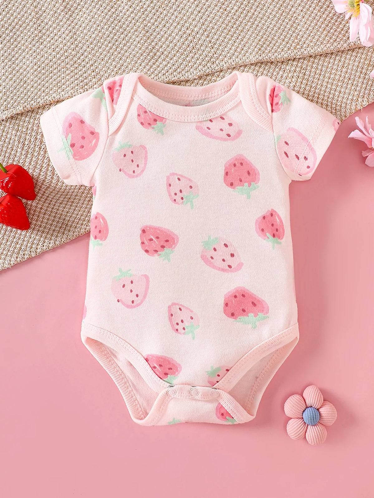 3-Piece Baby Bodysuits | 100% Cotton | Pink LOVE Print | For 0-9 Months Infants
