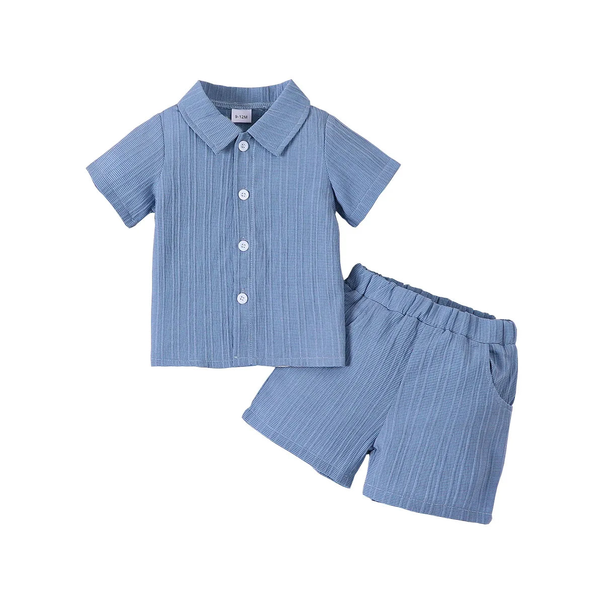Ensemble 2 Pièces Bébé Garçon | Chemise Jacquard Manches Courtes & Short | Casual Mode Été