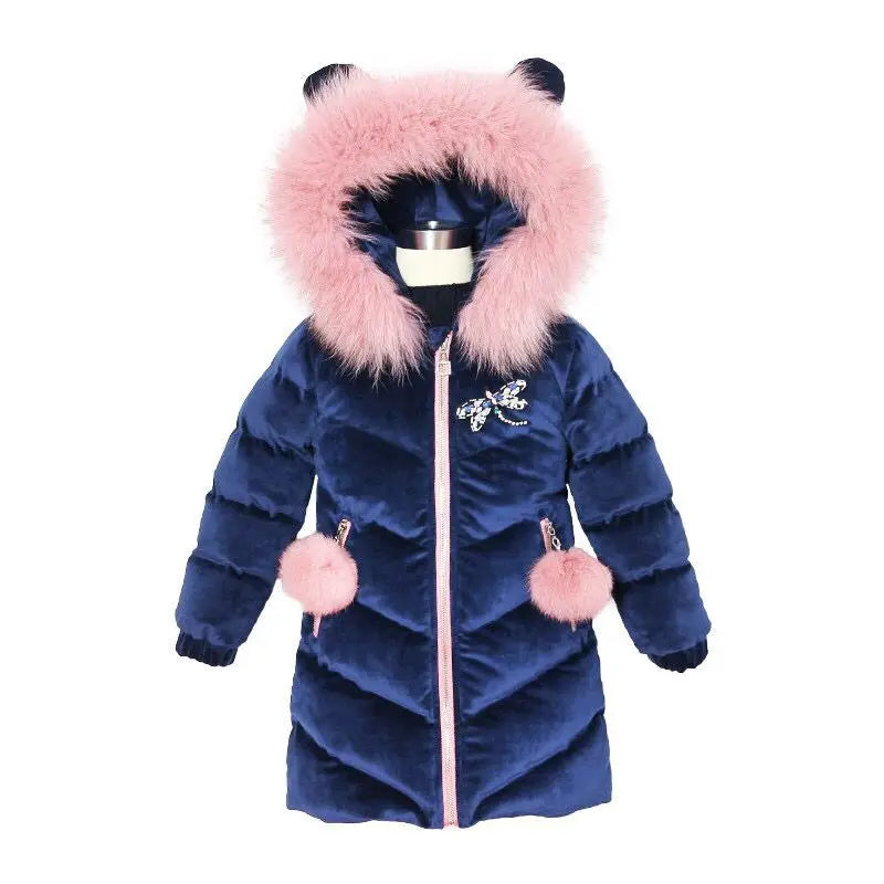 Manteau Velours Laine Capuche Fille | Épais Chaud | Parka Matelassée Enfant 3-12 Ans Hiver