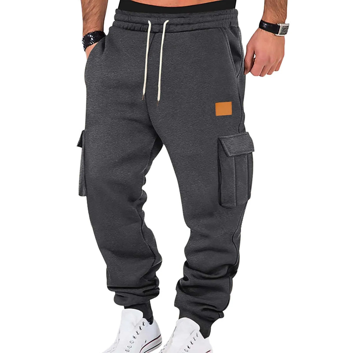 Men's Cargo Pants 2025 New Casual Loose Autumn Winter Straight Baggy Pants Multi-Pockets Solid Color Printing Sweatpants