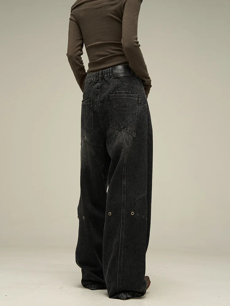 Baggy Jeans Men's American Style Personality Vintage Wide Leg Trousers All-Match Washed Fashion Streetwear Handsome Cool Pants
