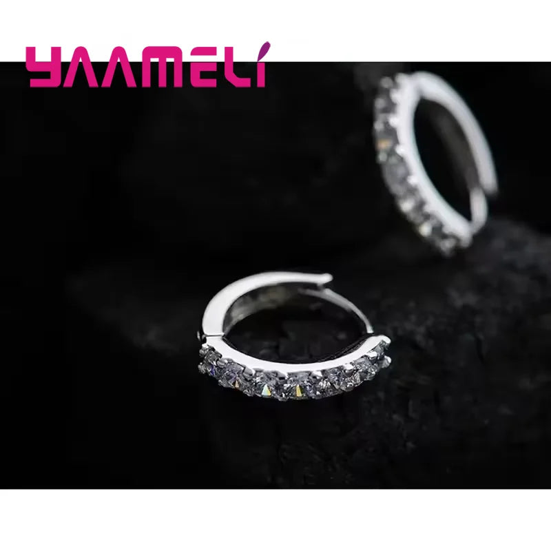 Fast Ship Newest Luxury Romantic Women Jewelry 925 Sterling Silver Plated Rhinestone Crystal Hoop Earrings For Women Wholesale