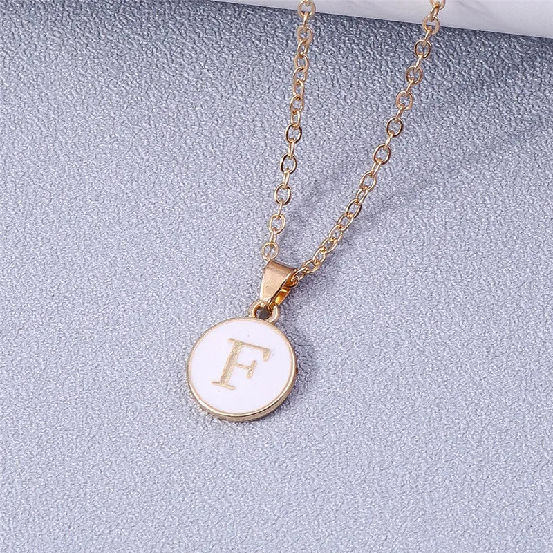 Collier Pendentif Initiales Femme | 26 Lettres A-Z Émail | Bijou Tendance Cadeau Anniversaire Fille