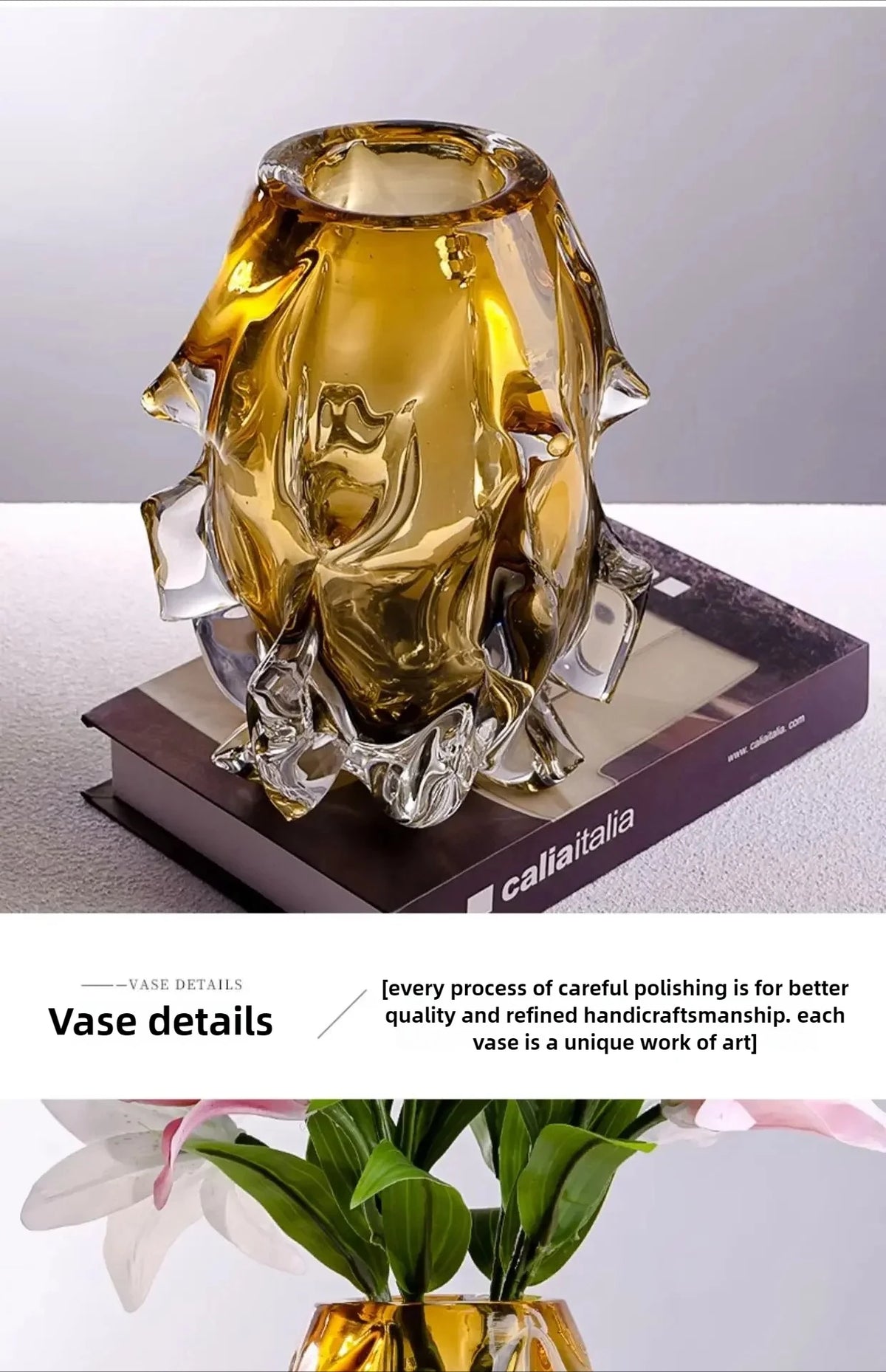Vase Verre Élégant Base Bois | Plante Hydroponique | Décoration Bureau & Maison