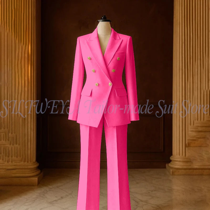 Ensemble Tailleur 2 Pièces Femme | Veste Double Boutonnage & Pantalon Droit | Élégant Bureau Toutes Saisons | Sur Mesure