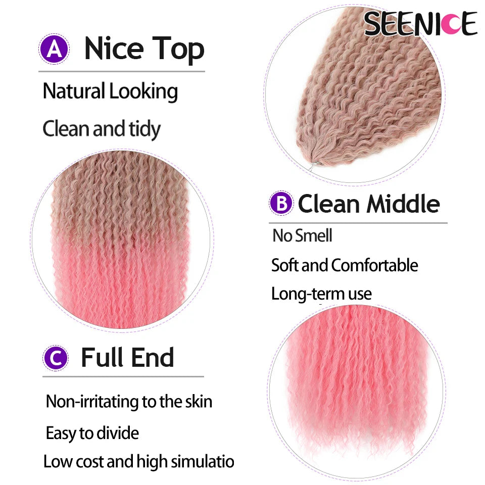 Extensions Crochet Kinky Curly Twist | Ombre Blonde | Water Wave | Synthétique | 20 Pouces | Femme