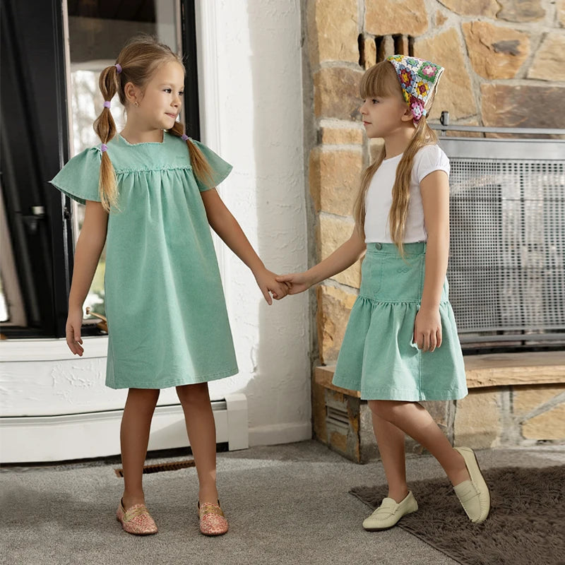 Collection Denim Vert Ali Co SS26 | Robe Chemise & Salopette Coton | Fille & Garçon | Restockage