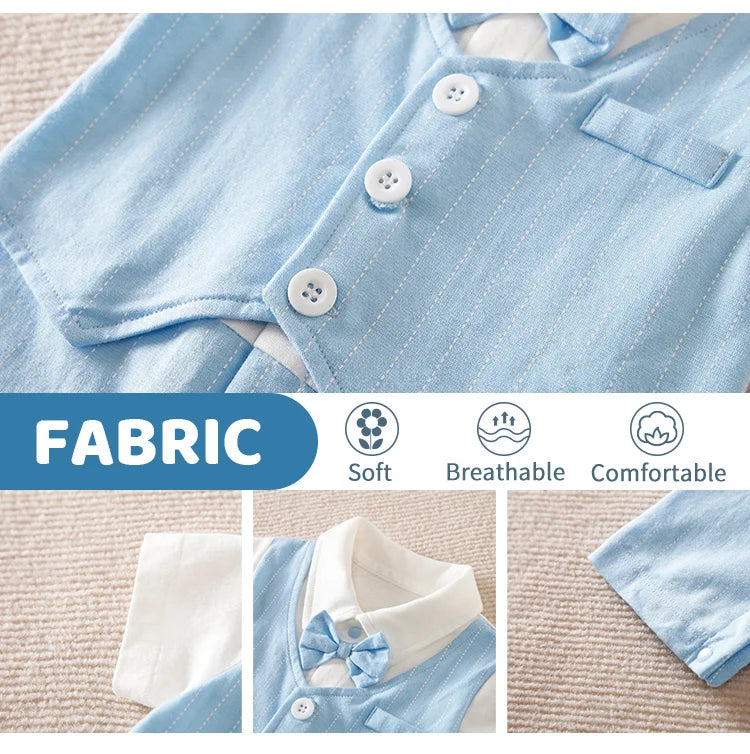 0-18 Baby Bodysuit Gentleman Style Handsome Formal Cotton Comfortable Soft Boys And Girls Summer Short-Sleeved Newborn Clothes
