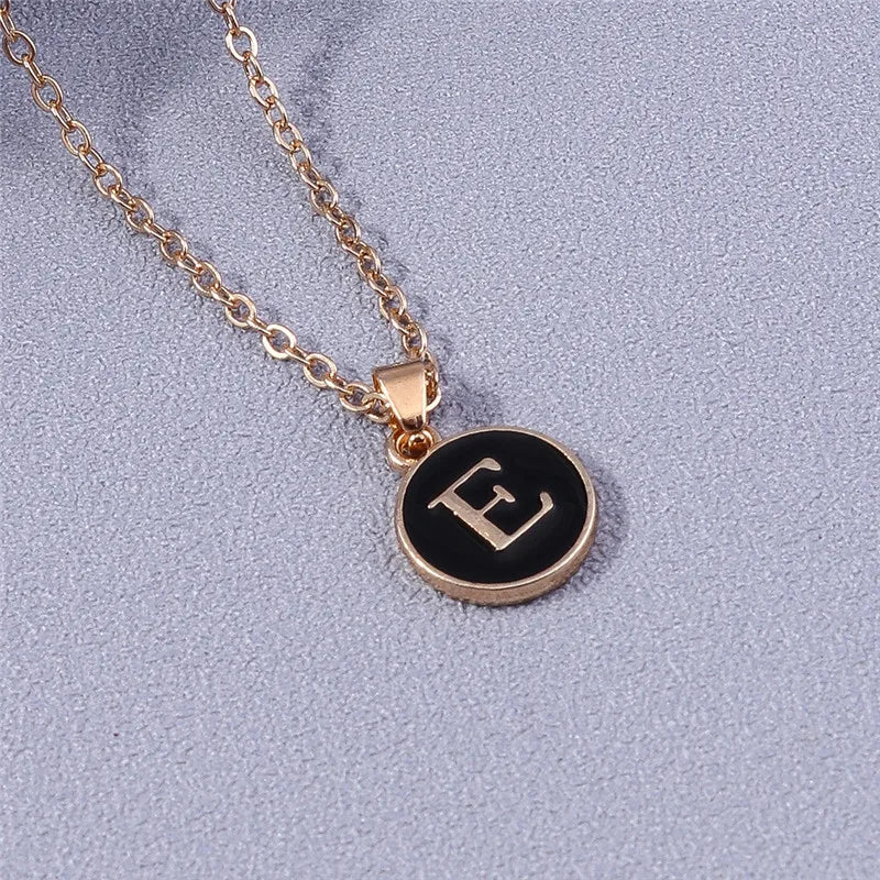 Collier Pendentif Initiales Femme | 26 Lettres A-Z Émail | Bijou Tendance Cadeau Anniversaire Fille