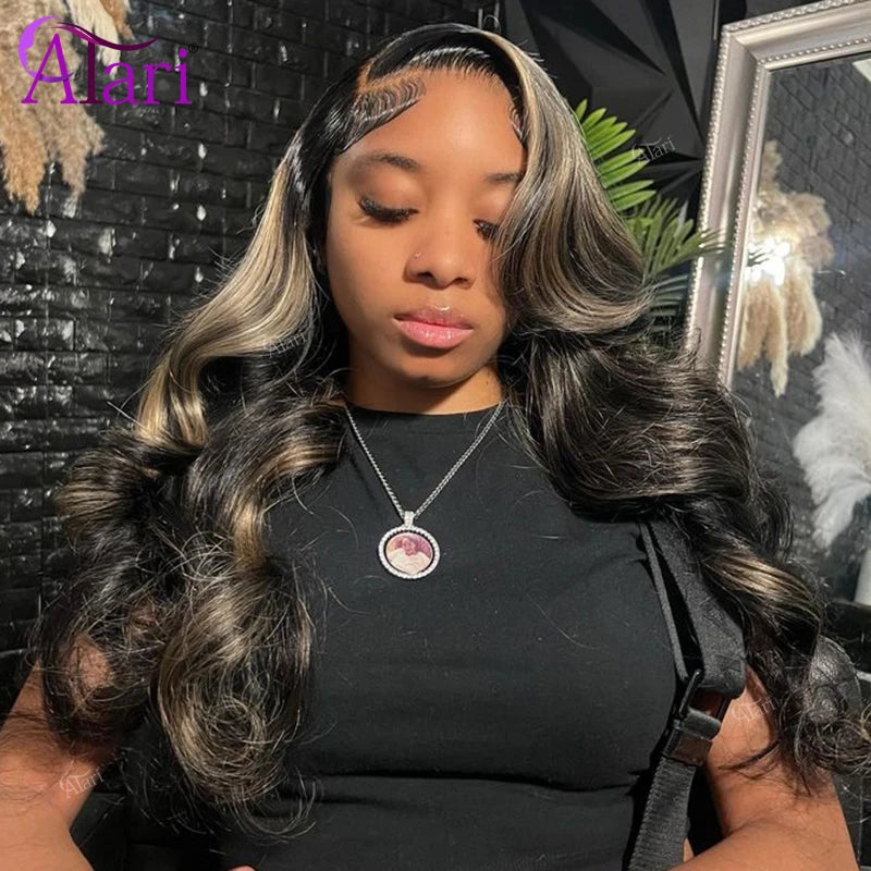 Perruque Body Wave Highlight Blonde 27 | Noir | 13x4 & 13x6 Lace Transparent | Pré-Pluçuée | Cheveux Humains | Femme