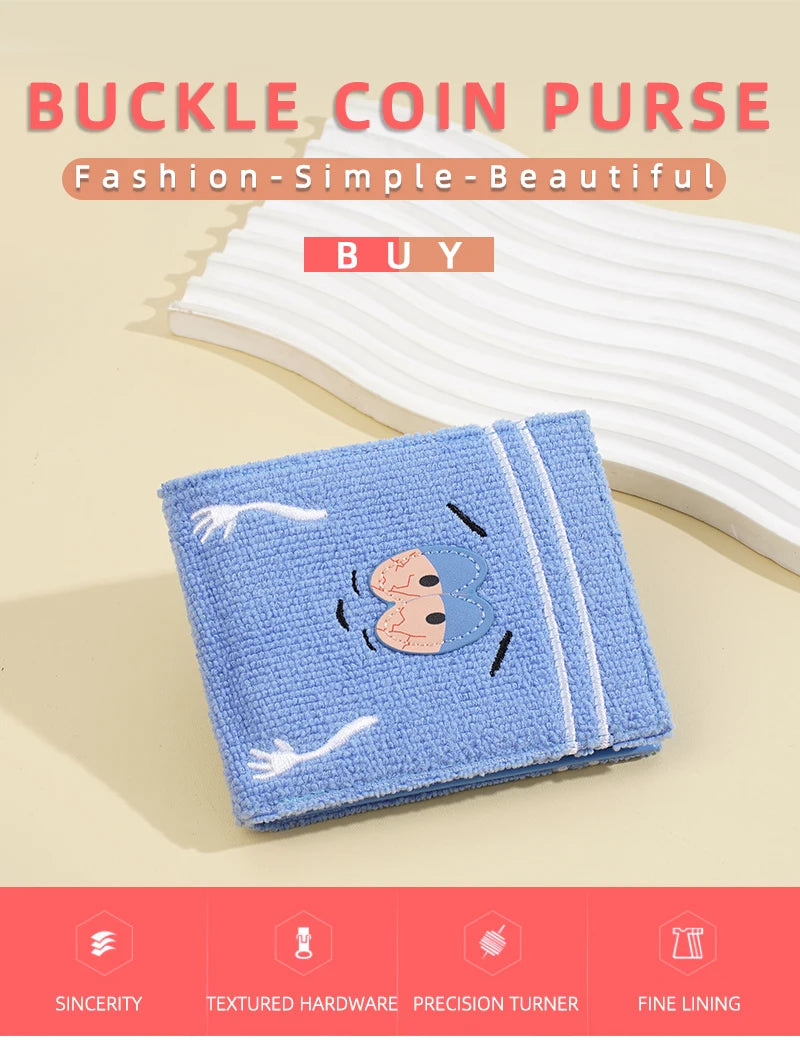 Portefeuille Peluche Dessin Animé Femme | Doux & Moelleux | Porte-Monnaie Fermeture Éclair PU | Cadeau Filles