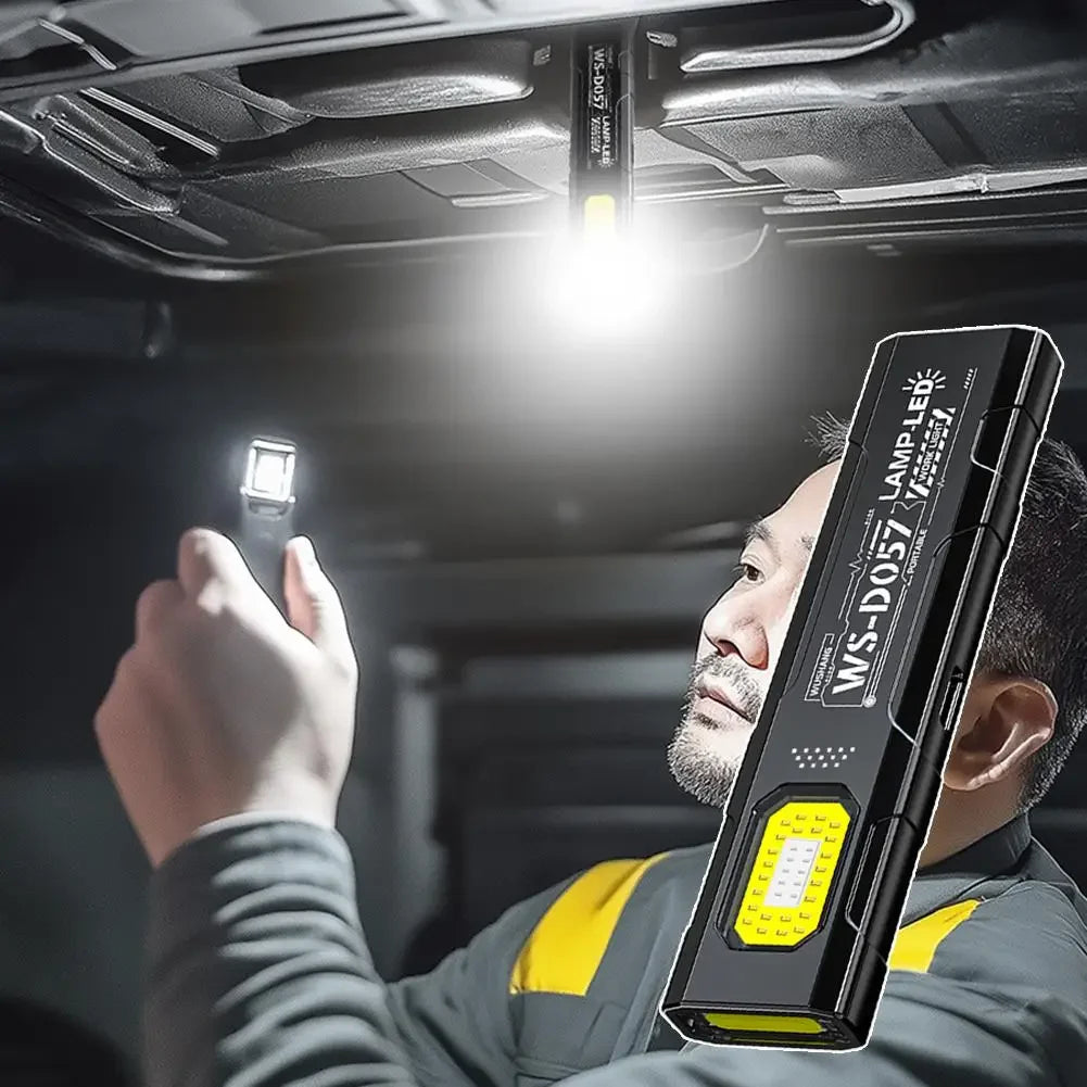 Mini Portable Rechargeable LED Torch Light, Waterproof Outdoor Work Pocket Flashlight with Magnetic Grip, Compact LED Flashlight