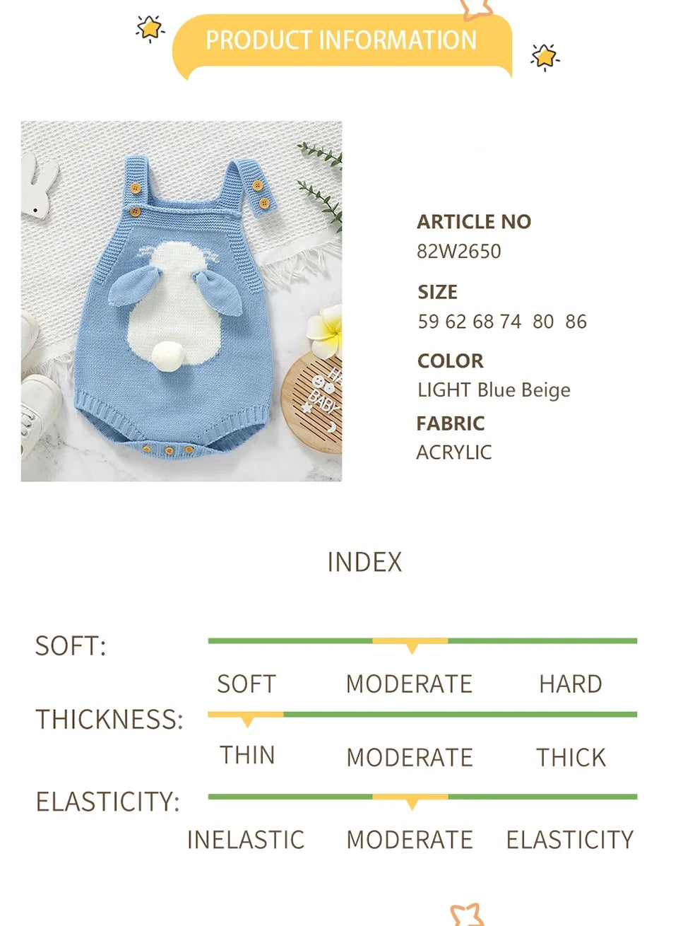 Body Bébé Tricoté Sans Bretelles | Lapin Dessin Animé | Sans Manches | Nouveau-Né 0-18M | Mode