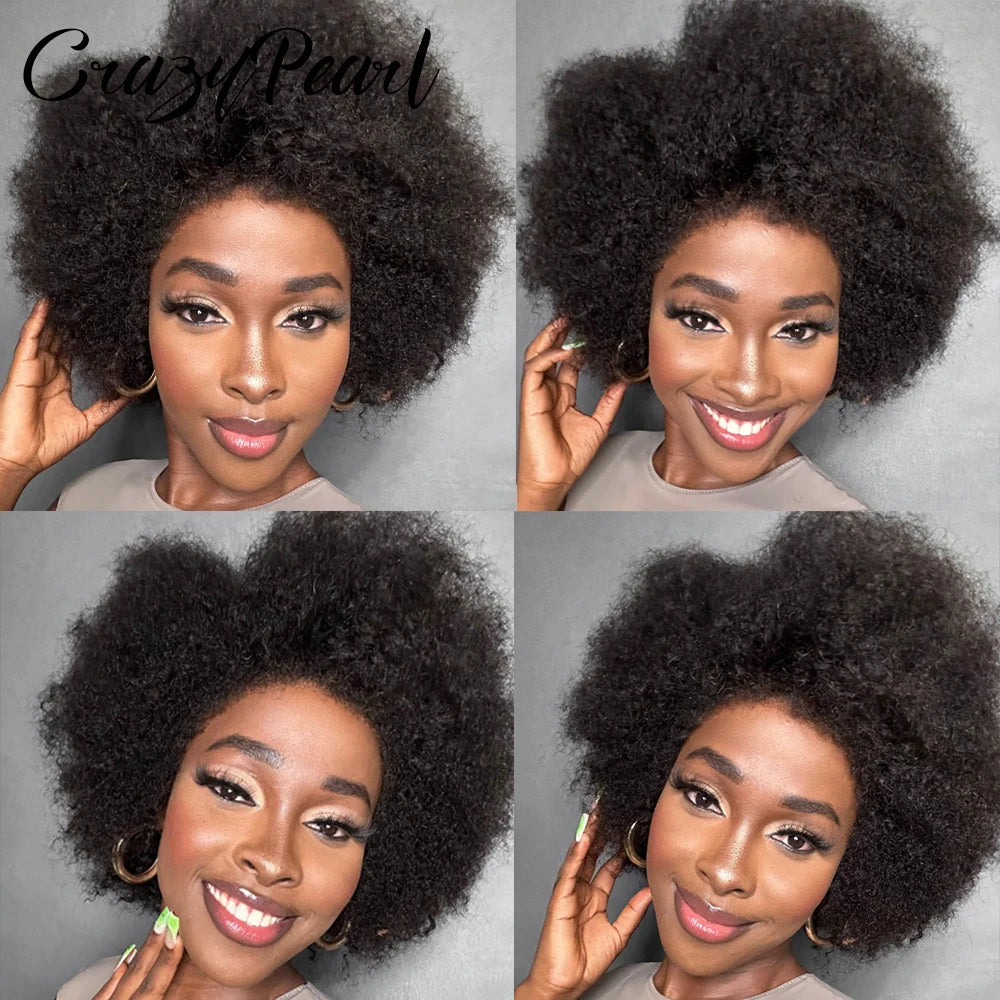 Perruque Afro Kinky Curly | 13x2 T Part Lace Front | 200% Densité | Mélange Cheveux Humains | Femmes Noires