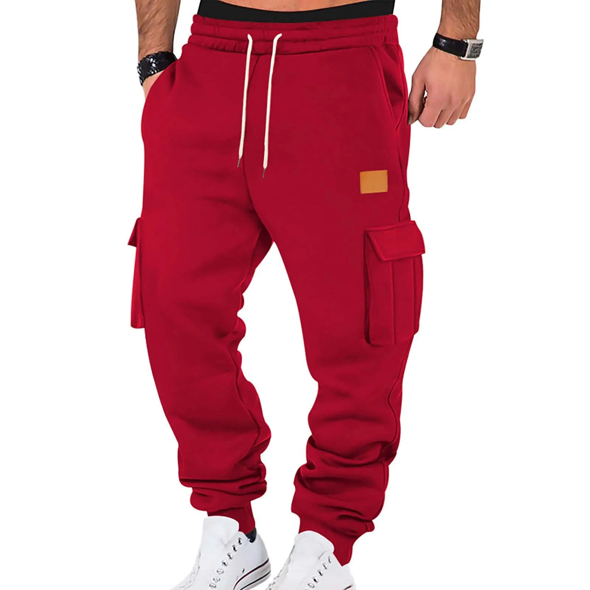 Men's Cargo Pants 2025 New Casual Loose Autumn Winter Straight Baggy Pants Multi-Pockets Solid Color Printing Sweatpants