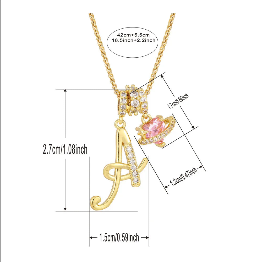 Women's Initial Heart Necklace with Customizable Name Art Design Letter Jewelry Gold Chain Set Adjustable Size Hypoallergenic