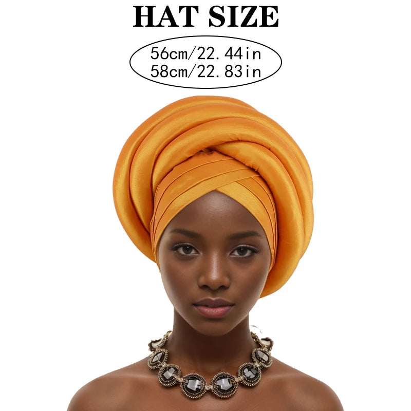 Turban Tressé Africain | Soie Lagos Autogele | Foulard Tête | Femme Africaine & Musulmane | Mariage & Fête | Headwrap