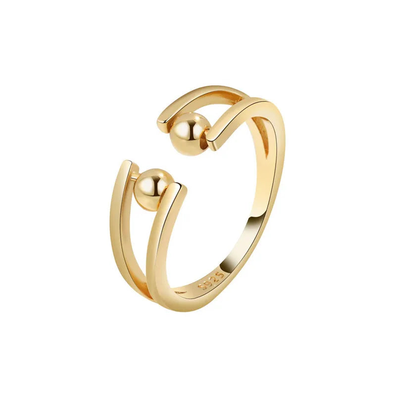 Rotating Jewelry Adjustable Anxiety Ring For Women Girls Fashion Flower Round Beads Pendant Finger Rings Anti-Stress Gifts