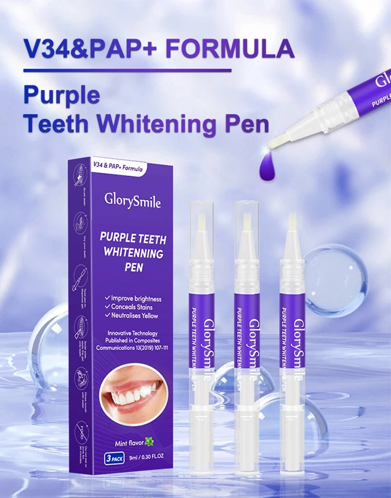 Magical Purple Teeth Whitening Pen, Fresh Breath, Stain Removal, Toothpaste, Oral Deep Cleaning, Teeth Cleaning Essence, Oral Care