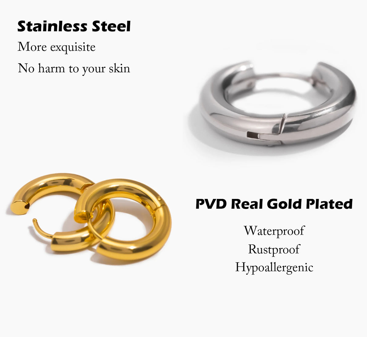 Classical Hoop Earrings, Fashionable and Versatile Stainless Steel Jewelry