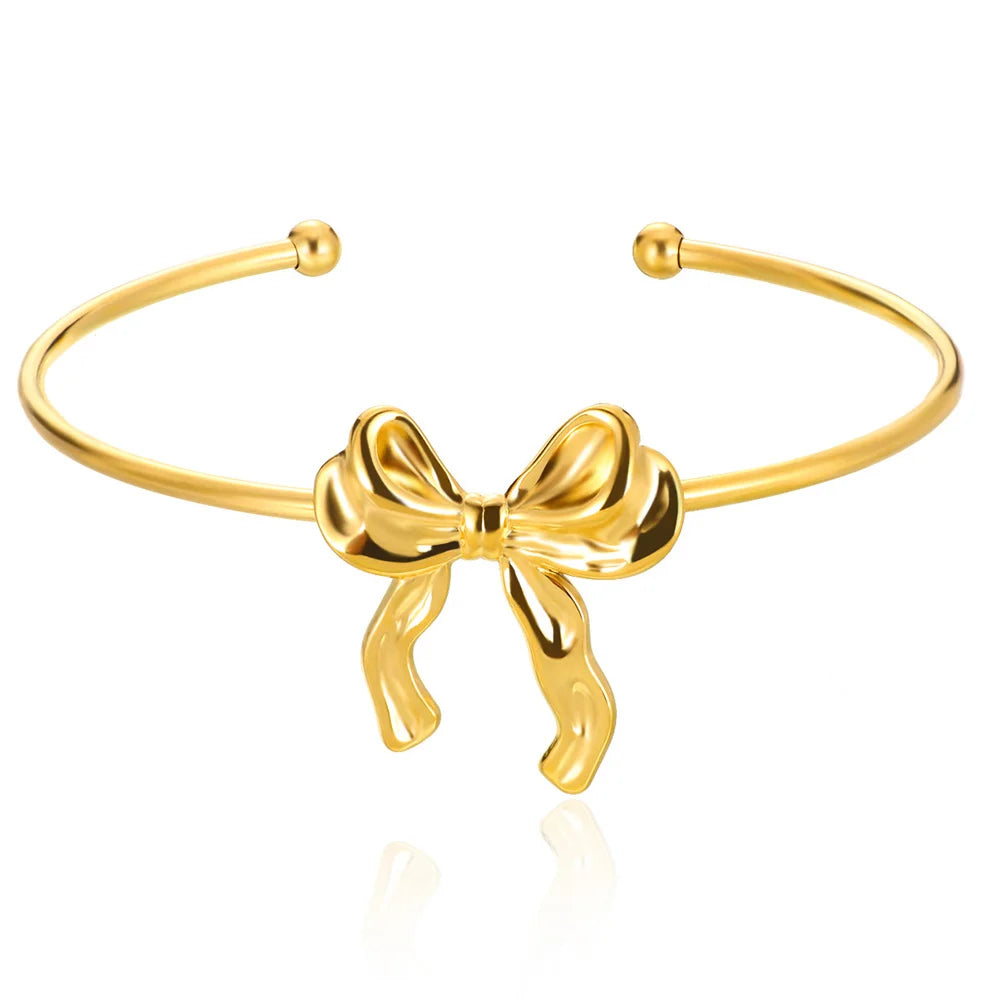 Exquisite Classic Bump Pattern Opening Bangles Bracelet For Women Cuff Bracelet Gold Color Stainless Steel Hand Ornament Gift