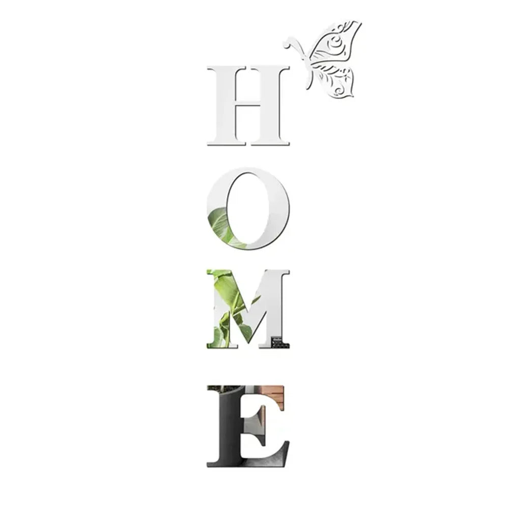 Sticker Miroir 3D Logo HOME | Décoration Entrée & Maison | Autocollant Mural Design