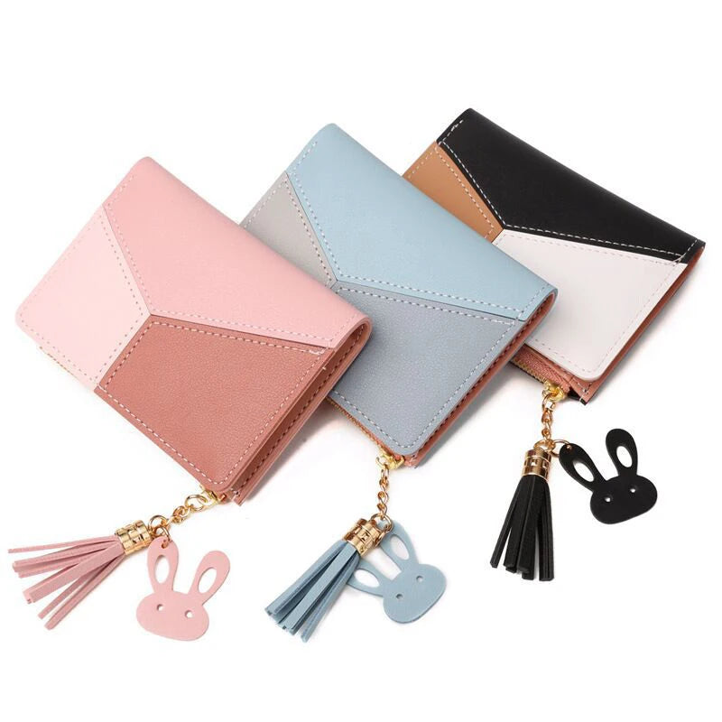 Women's PU Leather Wallet Women's Leather Wallet Women's Purses Card Holder Foldable Portable Lady Coin Purses